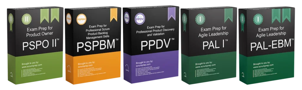 PSPO II, PSPBM, PPDV, PAL I, PAL-EBM practice exams