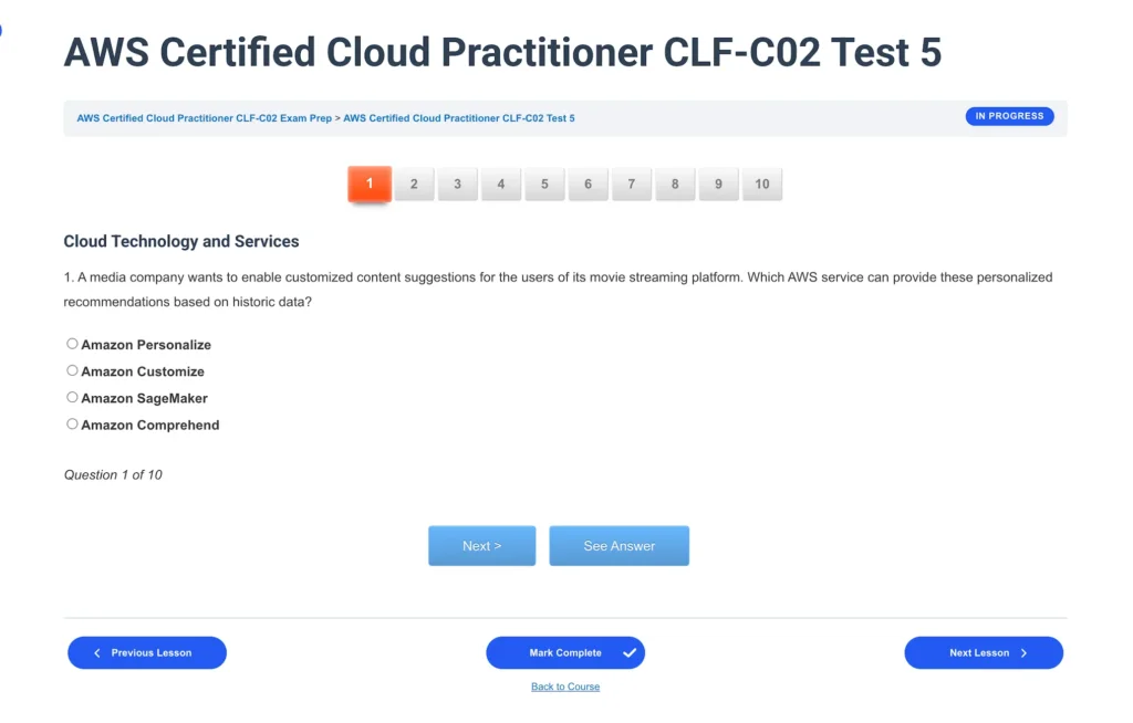 AWS Certified Cloud Practitioner CLF-C02 Screenshot 2